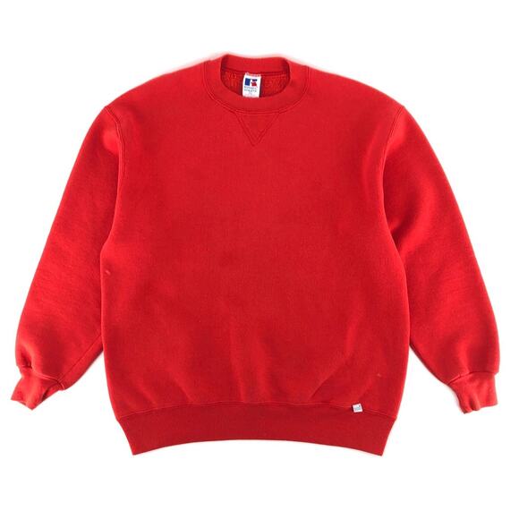 90s blank Russell Athletic solid red crewneck sweatshirt 1990s vintage - Picture 1 of 8